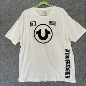 True Religion Mens White Logo T-shirt Size XXL